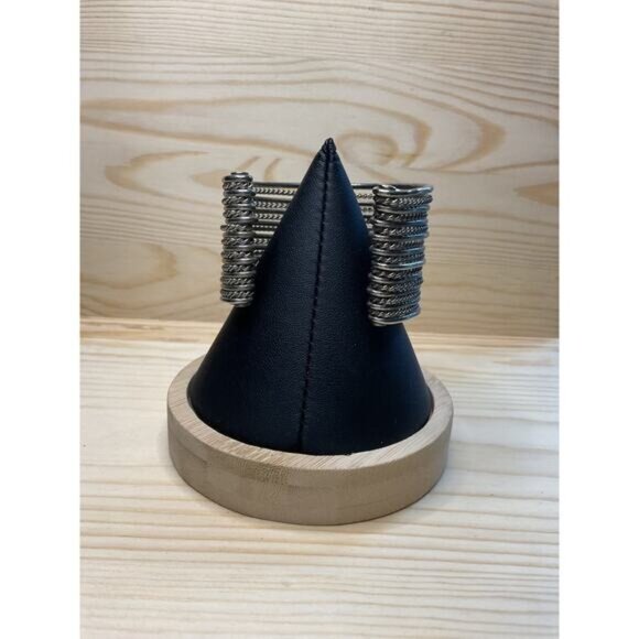 Silver-Tone Cuff Bracelet With Inticate Design Adjustable Fit - Picture 2 of 6